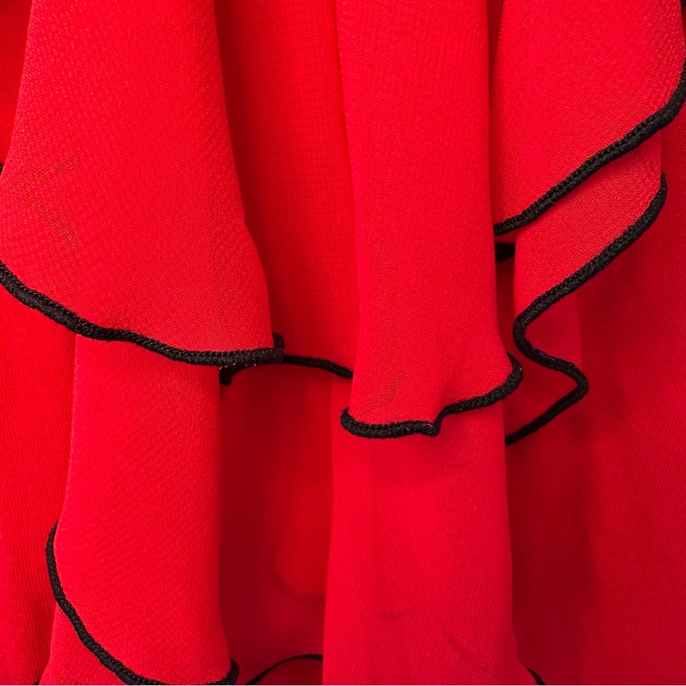 Express Red Ruffle Romantic Cami Top with Black Trim - Size XS - Picture 6 of 8
